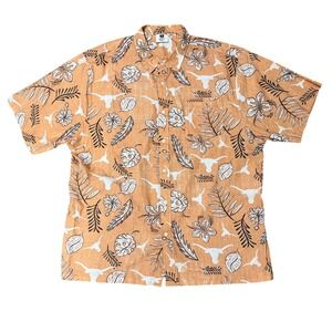 Wes and Willy Texas Longhorns Mens XXL Burnt Orange Floral Tropical Button Shirt